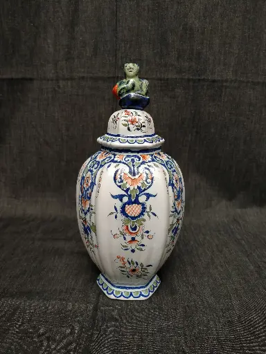 [26014] Potiche en faïence de Desvres à décor de Vieux-Rouen XXe siècle 