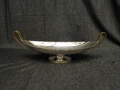 [26022] Coupe à fruit ou centre de table en métal argenté et doré