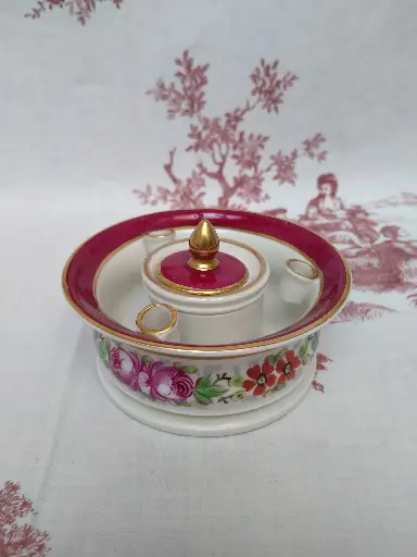 [25013/2] Encrier en porcelaine de Paris décor main