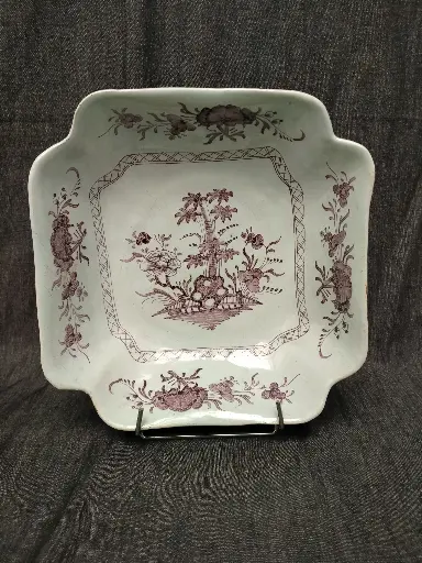 [26042/1] Jatte ou saladier en faience de Saint-Amand-les-Eaux XVIIIe siècle manganèse décor au rocher 