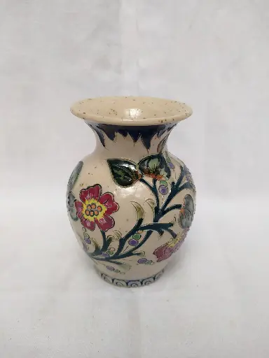 [26048] Petit vase en grès Groselle grès d'Alsace à décor de fleurs 