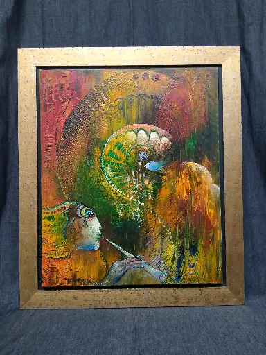 [26051/4] Peinture signée René Berthet n°329 Les anges musiciens 