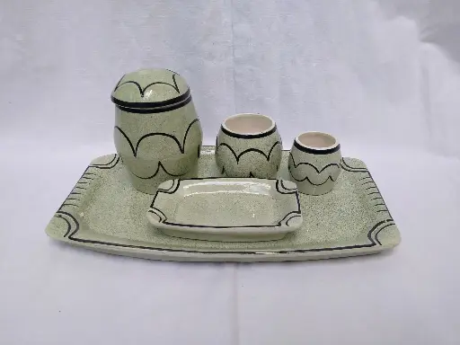 [26047] Nécessaire de fumeur en faience belge Art Déco 