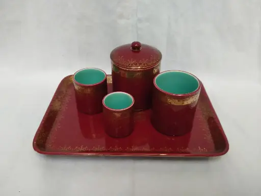 [26049/1] Nécessaire de fumeur en faience de Sarreguemines 