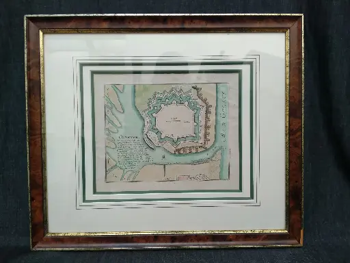 [26049/2] Gravure représentant le plan de la ville d'Ostende (Belgique) datant du XVIIe siècle