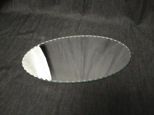 [26063/1] Centre de table miroir biseauté ovale années 50
