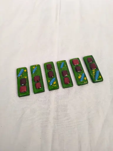 [26065] Série de 6 porte couteaux en pâte de verre signée Renée Gastin 