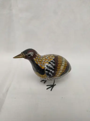 [26069] Oiseau caille de Chine en émaux cloisonnés 