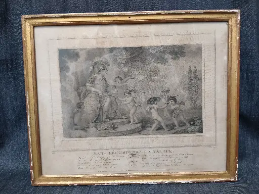 [26092/2] Gravure Mars récompense la valeur par Nicolas Colibert datant du XVIIIe siècle