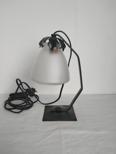 [23035/1] Lampe Art Déco piètement en métal et tulipe en verre