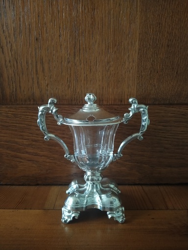 [23060/3] Moutardier Napoléon III, argent massif et cristal