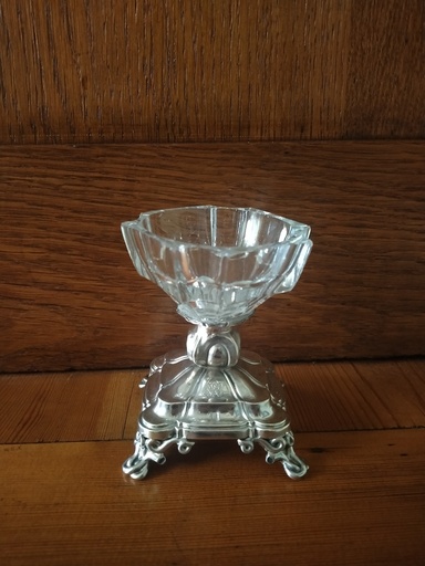 [23060/3] Saleron sur pied Napoléon III, argent massif et cristal