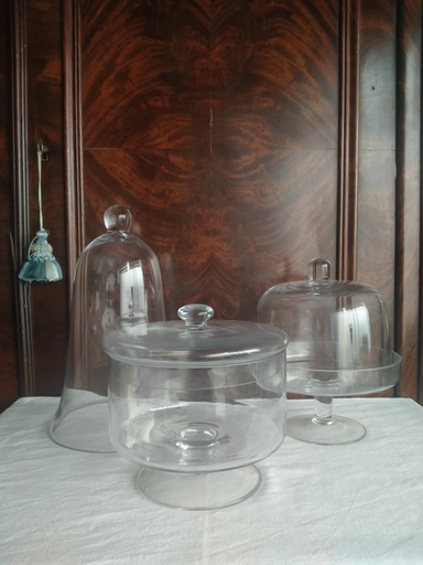 [A091] Lot de trois bonbonnières en verre pour biscuit et gâteaux 