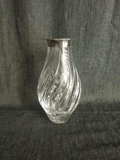 [24027/2] Vase en cristal avec mouture / bague argent massif