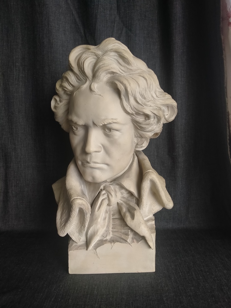 Buste Sculpture Ludwig Van Beethoven En Terre Cuite - Signé Saint Vidal / Barbedienne - Objet D'Art