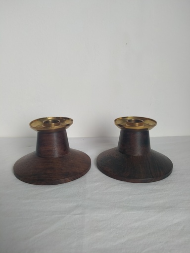 [A021] Paire de bougeoirs en palissandre