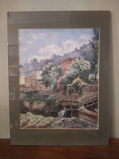 [24062] Marie Charles Libert Auguste Aerts , Biez Baquelaine Chaudfontaine, aquarelle daté de 1891