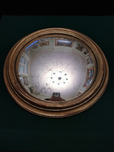 [24080/3] Miroir sorcière avec cadre en bois doré
