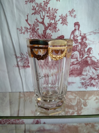 [24092] Verre en cristal et dorure "Bonsecours" dans le goût de Moser 
