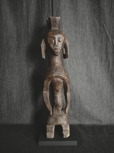 Pipe Rituelle Africaine Ancienne - Bois Et Bronze - Sculpture Ethnique Fait Main
