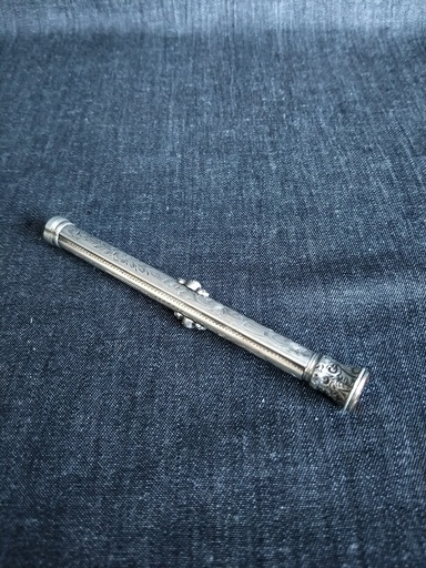 [24069] Porte mine de carnet de bal Napoléon III en argent massif avec cabochon 