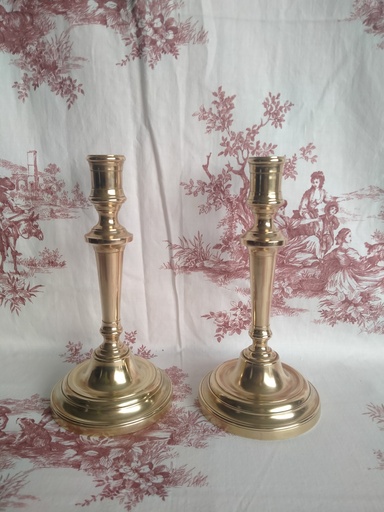 [25013/2] Paire de flambeaux Louis XVI en bronze/laiton fin XVIIIe siècle