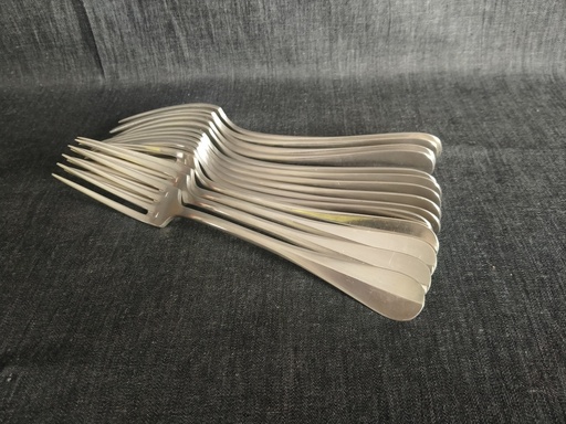 [25009] Série de 14 fourchettes à entremets en métal argenté modèle uniplat 