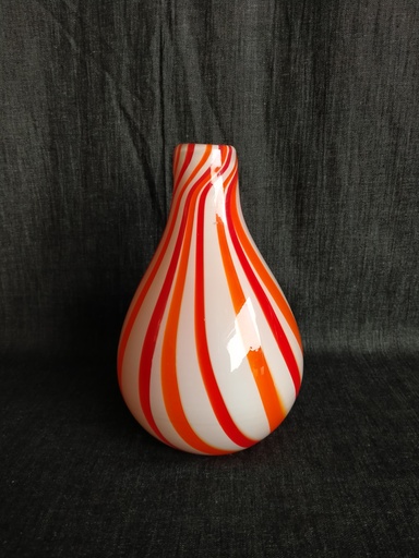 [25023/2] Vase Murano coloré rouge orange et blanc 