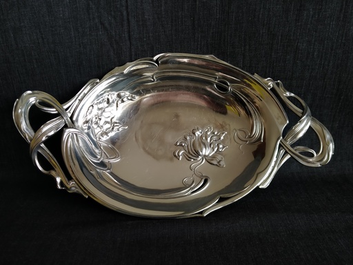 [25027] Corbeille en métal argenté Art Nouveau 