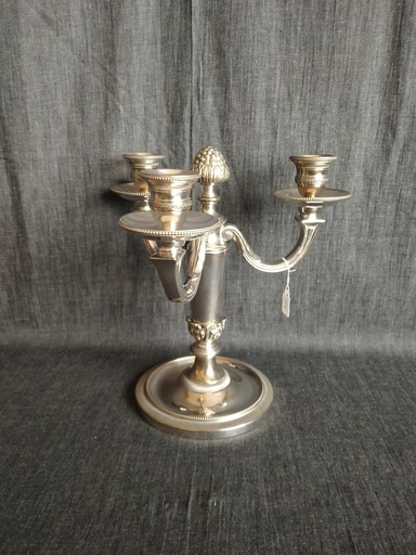 [24079] Chandelier en métal argenté trois bras de lumière Chrysalia