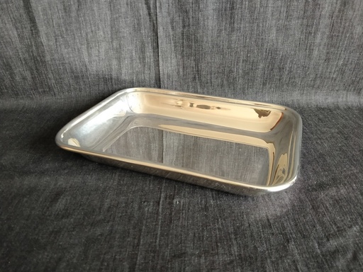 [25036] Plat de service rectangulaire en métal argenté 