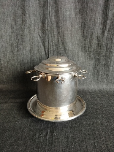 [25046] Pot à tabac porte pipe en métal argenté Sheffield 