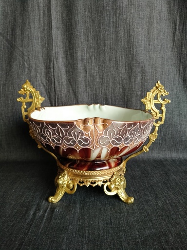 [25053/2] Coupe en opaline avec monture en bronze XIXe siècle