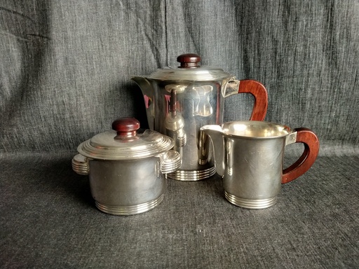 [25060/1] Service à café Art Déco en métal argenté 