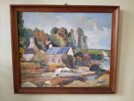 [25070] Peinture vue de Bretagne signée D. Moreau 