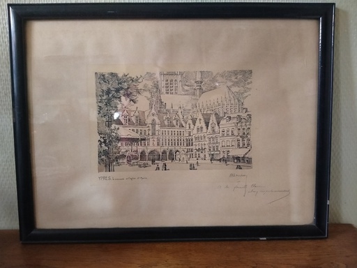[24044] Gravure de Ypres le nieuwerk et l'église St Martin