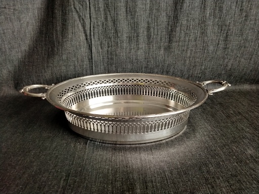 [25074] Corbeille ajourée en métal argenté 