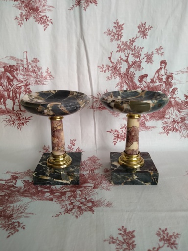 [25070] Paire de coupes en marbre et laiton 