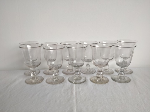 [A146] Série de 11 verres à eau en verre soufflé bouche XIXe siècle 