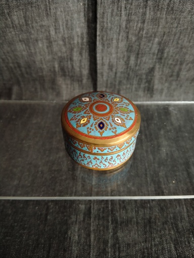 [24081] Boite à pilule en métal avec émaux cloisonnés marque Siam