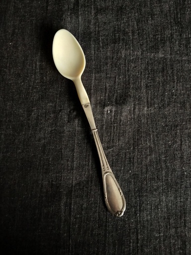 [25074] Cuillère à bouillie argent massif et os 
