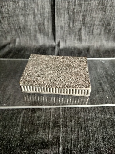 [25071/1] Petite boite à pilule rectangulaire en métal argenté 