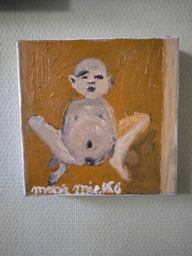 [25077/2] Peinture représentant un bébé signée Marie Mielko 